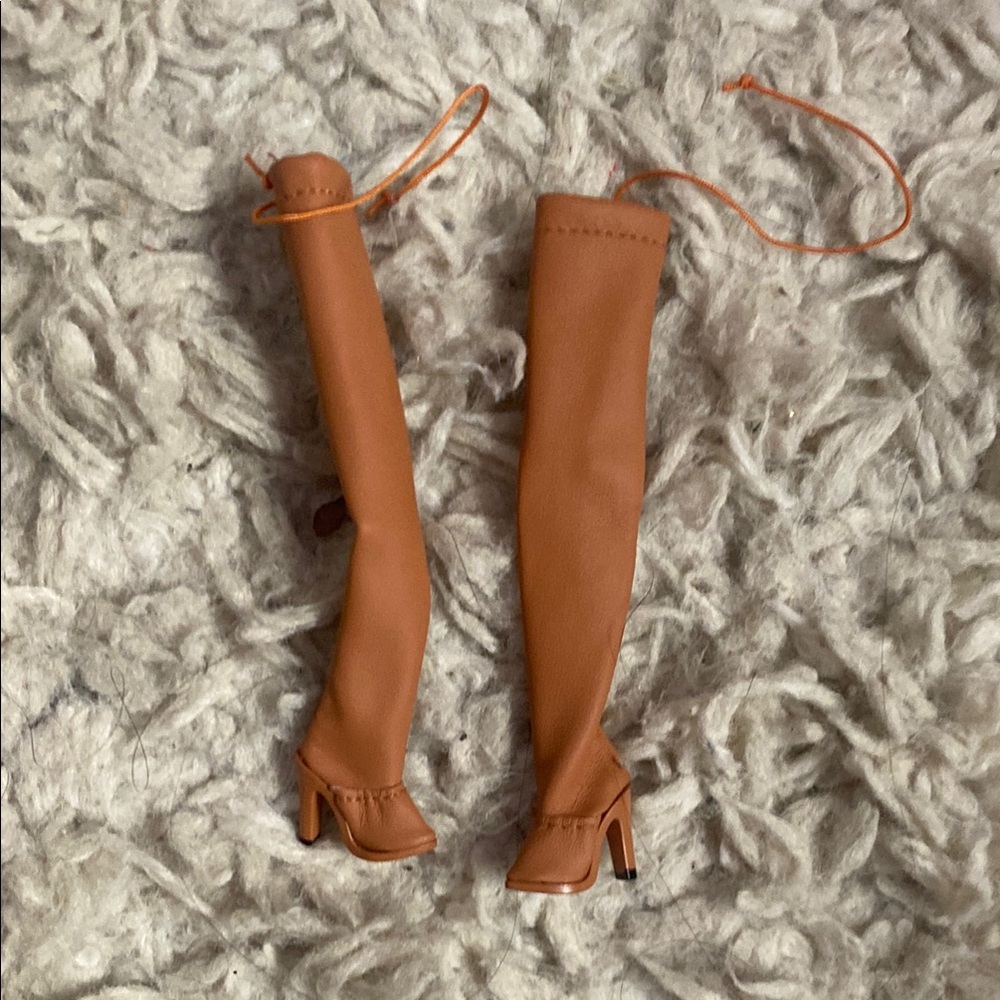 Barbie Doll Tan Over-the-Knee High Heel Boots
